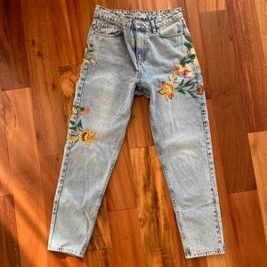 Topshop Moto Embroidered Jeans